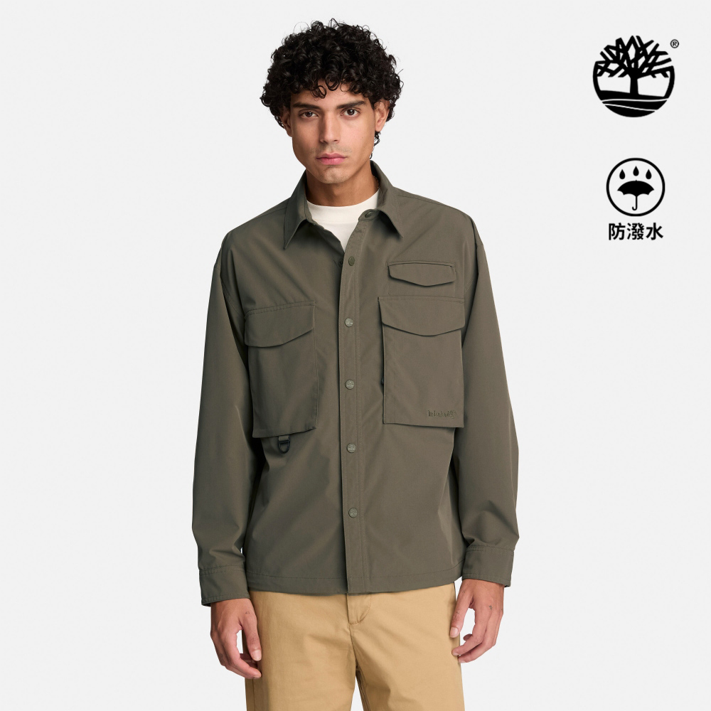 Timberland 男款褐綠色防潑水襯衫外套|0YHFAAIE