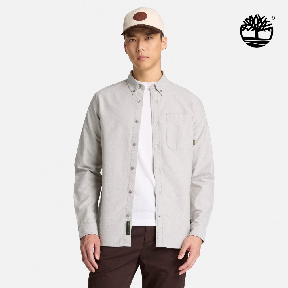 Timberland 男款綠色長袖牛津襯衫|A5TDPAIG