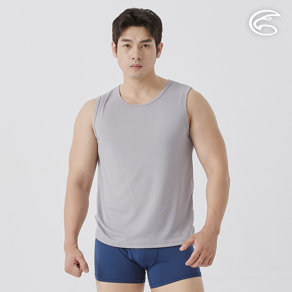 ADISI 男排汗抑菌寬肩背心 AUV2511045 (S-3XL) 淺灰|透氣 吸濕排汗 快乾 內衣