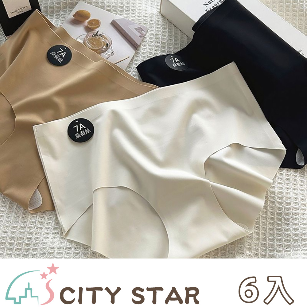 CITY STAR 7A大地色系蠶絲內褲-6入組 (M-XL) 女性內褲