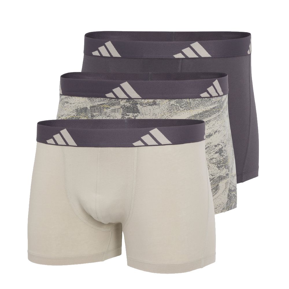 adidas 愛迪達 男士 高彈柔棉舒適平口內褲三件組ACTIVE FLEX COTTON TRUNK 3 PAIRS