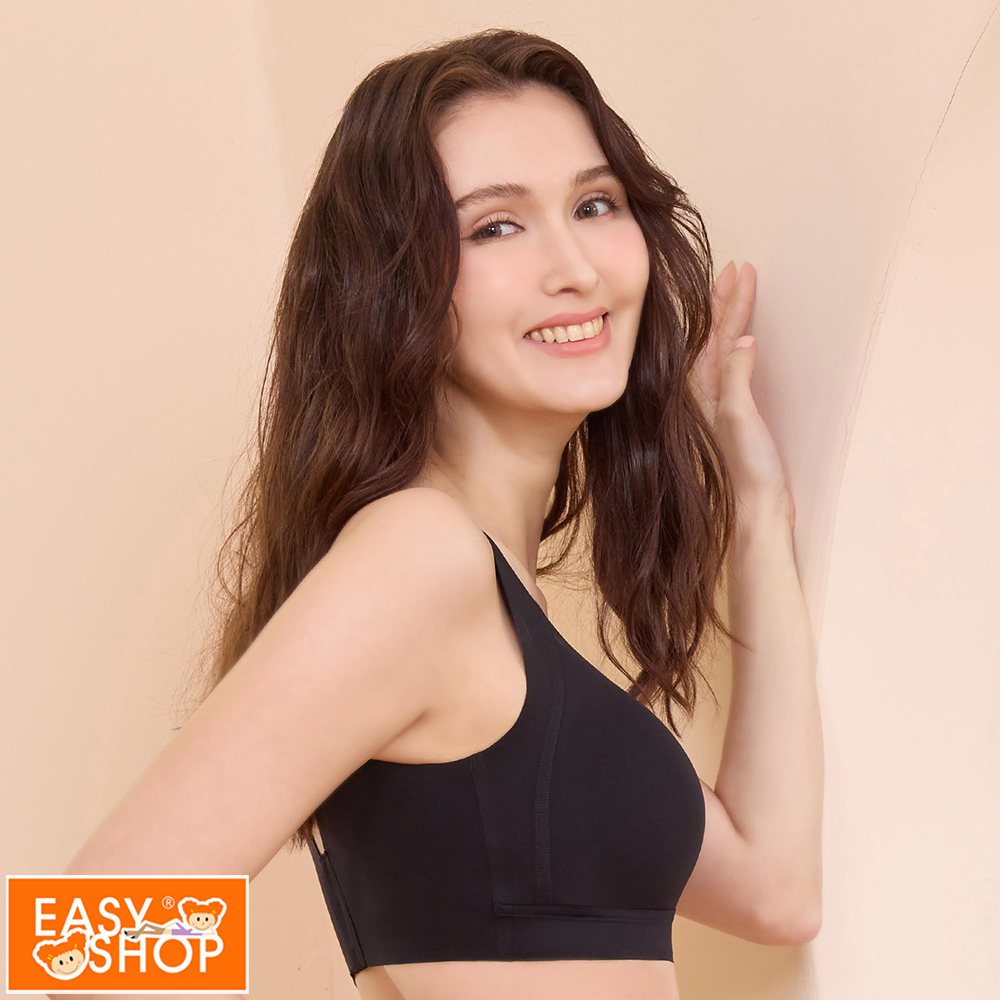 EASY SHOP Audrey-素体美人-大胸女孩無痕無鋼圈內衣-時尚黑