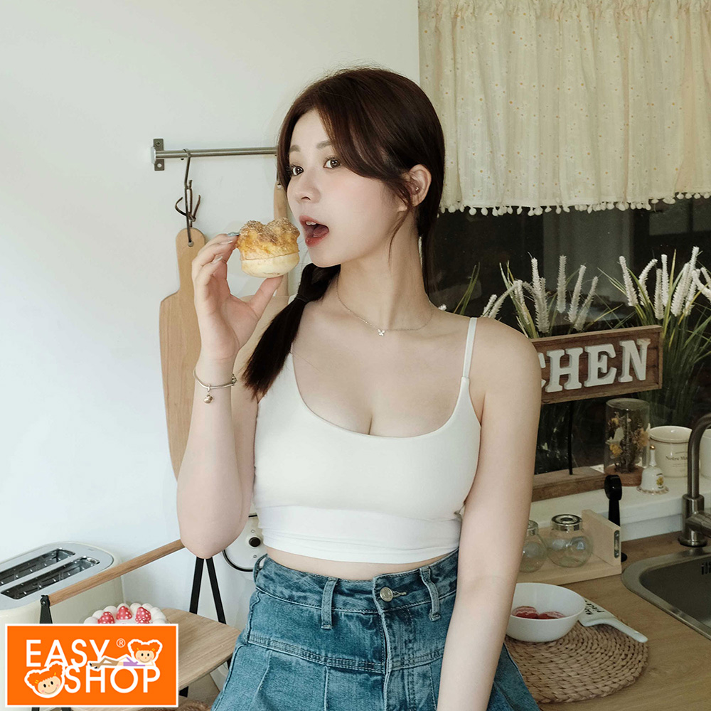 EASY SHOP Banana Pie-BRA TOP-時尚美背扭結涼感透氣背心-椰白