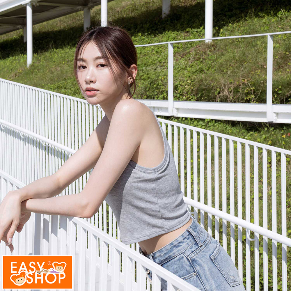 EASY SHOP Banana Pie-BRA TOP-經典削肩涼感透氣背心-月灰