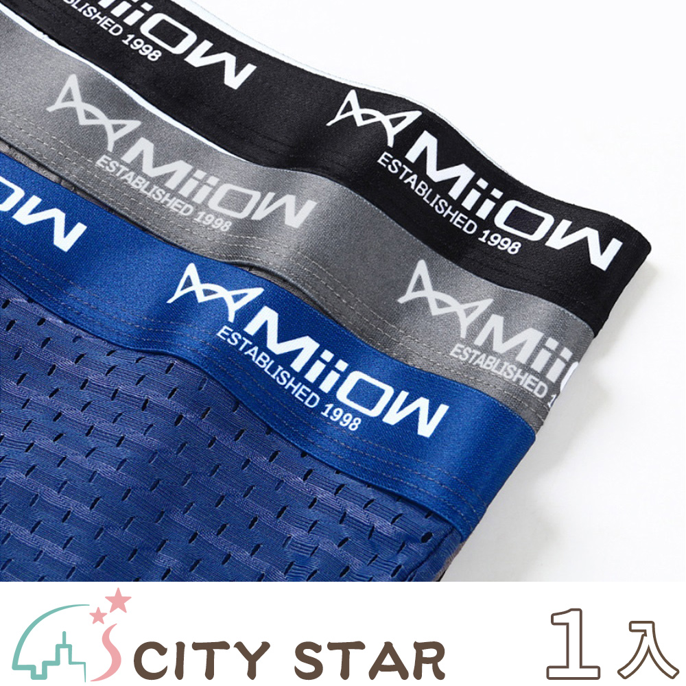 CITY STAR 新濠 貓人石墨烯抑菌冰絲網眼洞洞四角男內褲(3件/入)