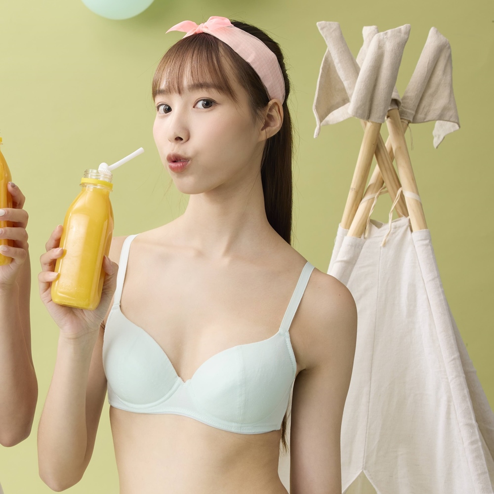 BeenTeen 嬪婷 學生系列-Q萌牛奶 D罩杯第三階段軟鋼圈內衣(青梅綠)-BB2347C6
