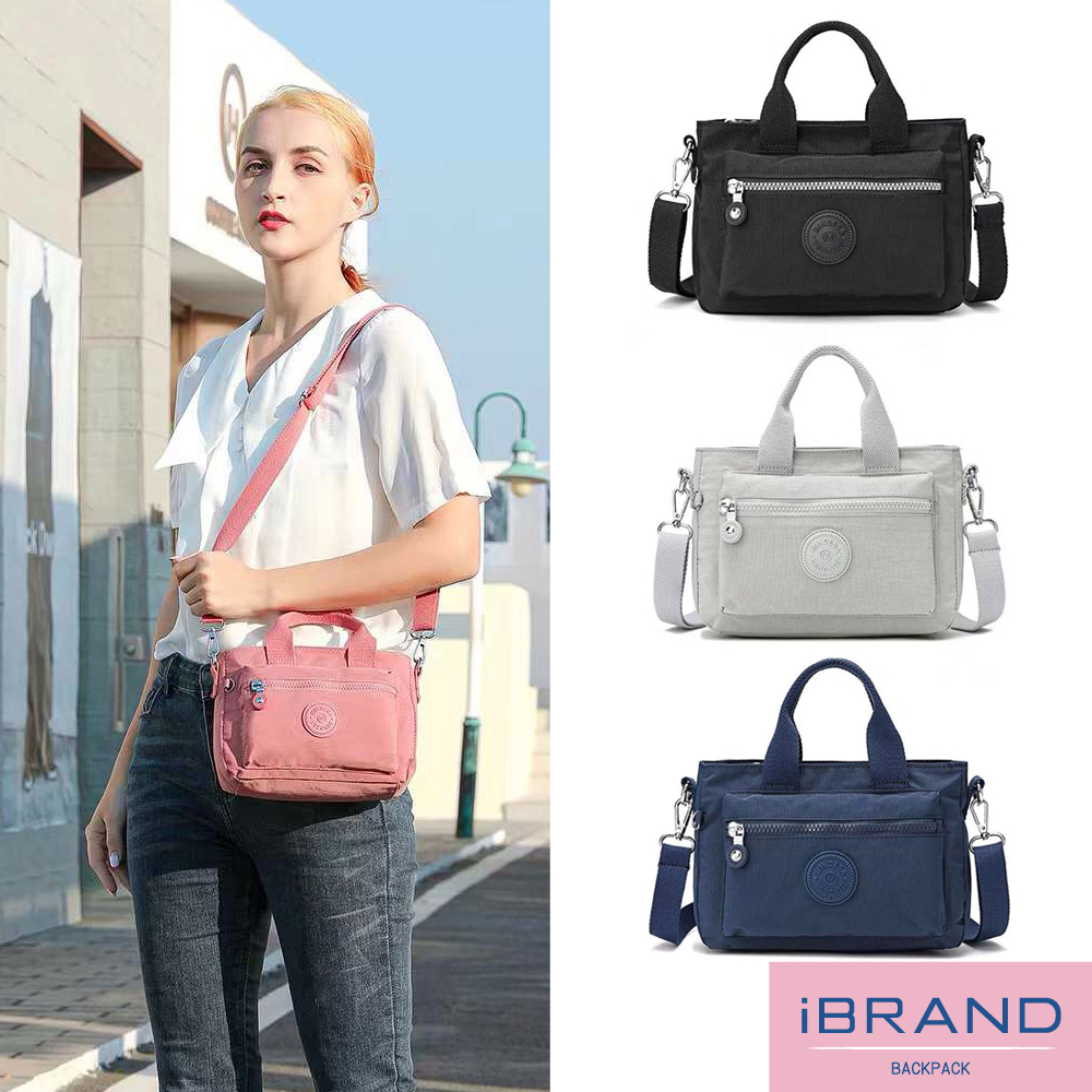iBrand 側背包 輕巧防潑水口袋手提斜側背包(多色任選)