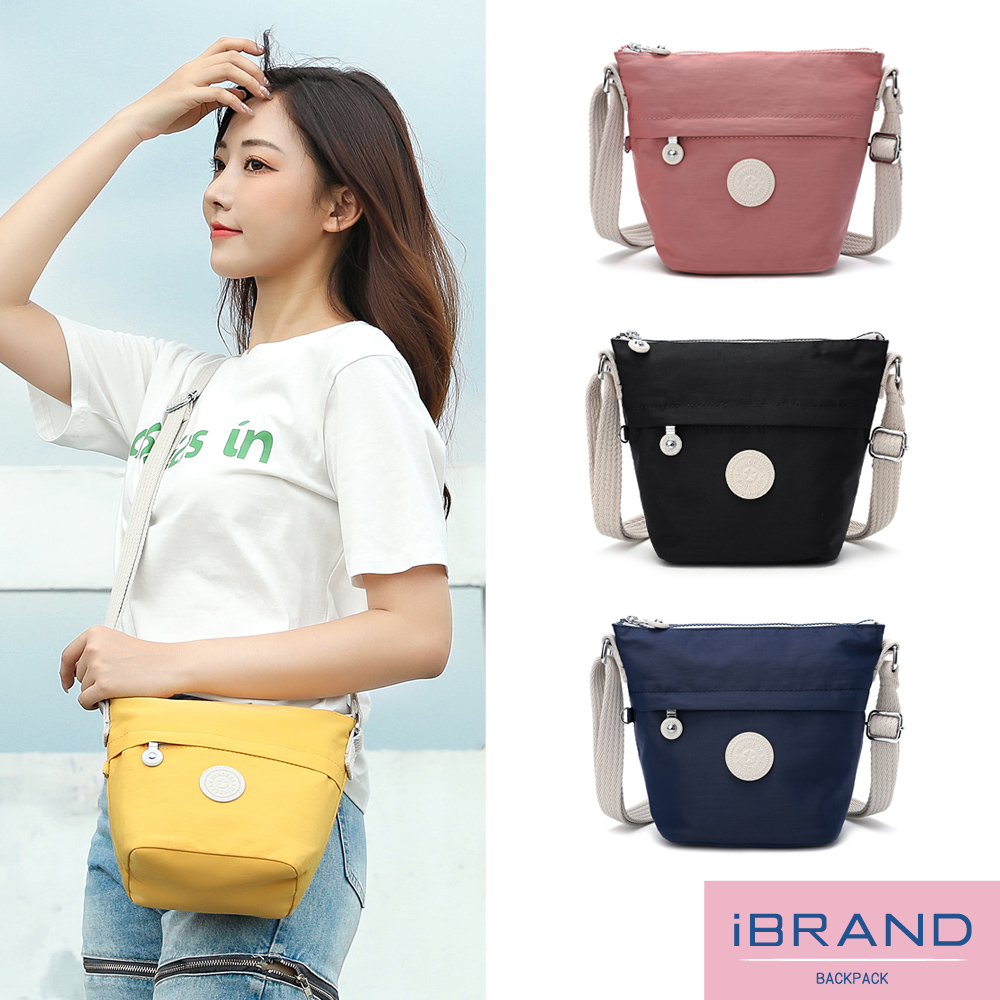 iBrand 側背包 輕盈防潑水率性水桶包斜側背包(多色任選)