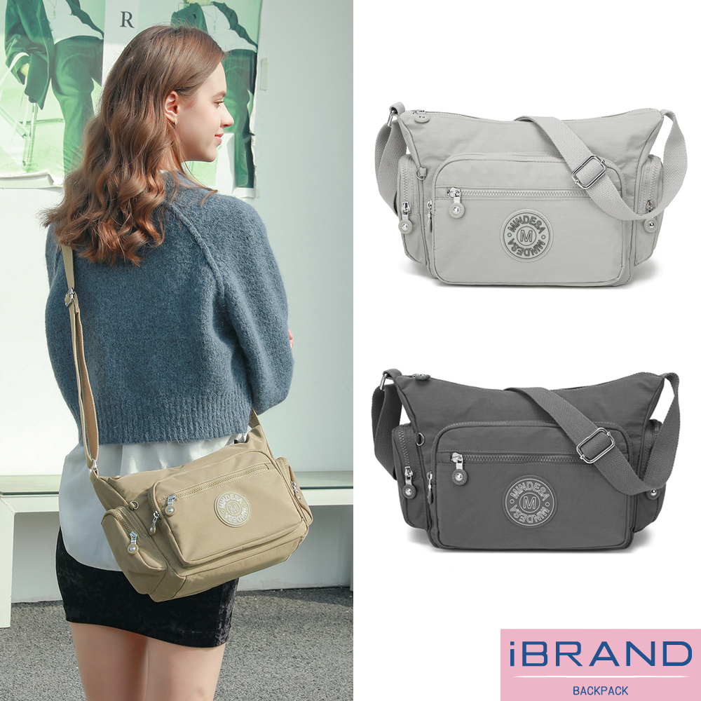 iBrand 斜背包 輕盈防潑水多收納斜側背包(多色任選)