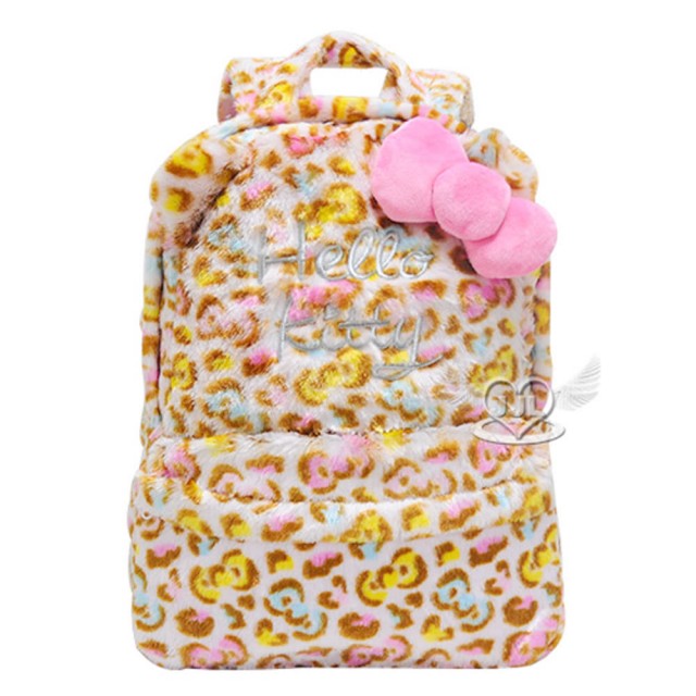 Hello Kitty 絨毛豹紋後背包包 126707【小品館】