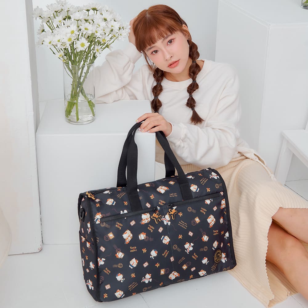 BAG TO YOU 百達遊 Hello Kitty 飛航凱蒂-可收納旅行袋-黑 KT03C10BK