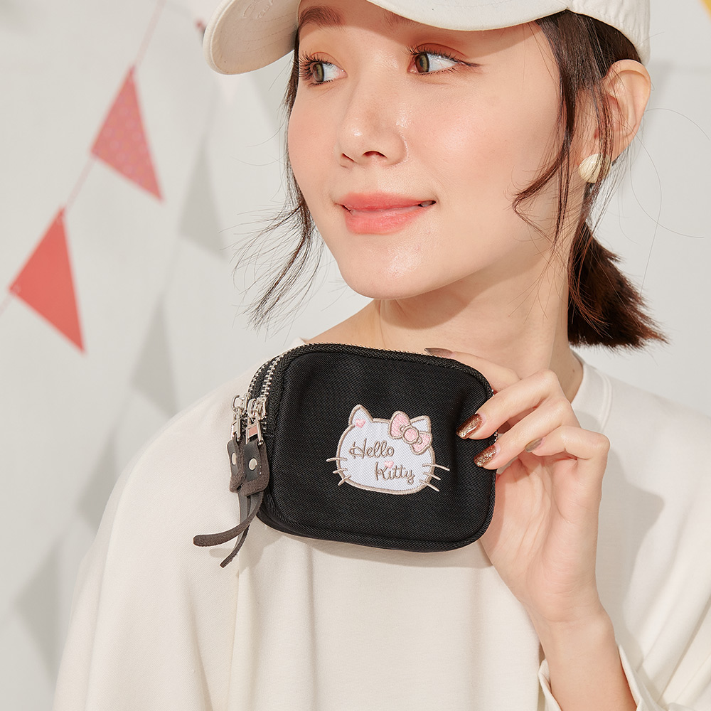 【Hello Kitty】甜心凱蒂-雙層零錢包-黑 KT03D05BK - PChome 24h購物