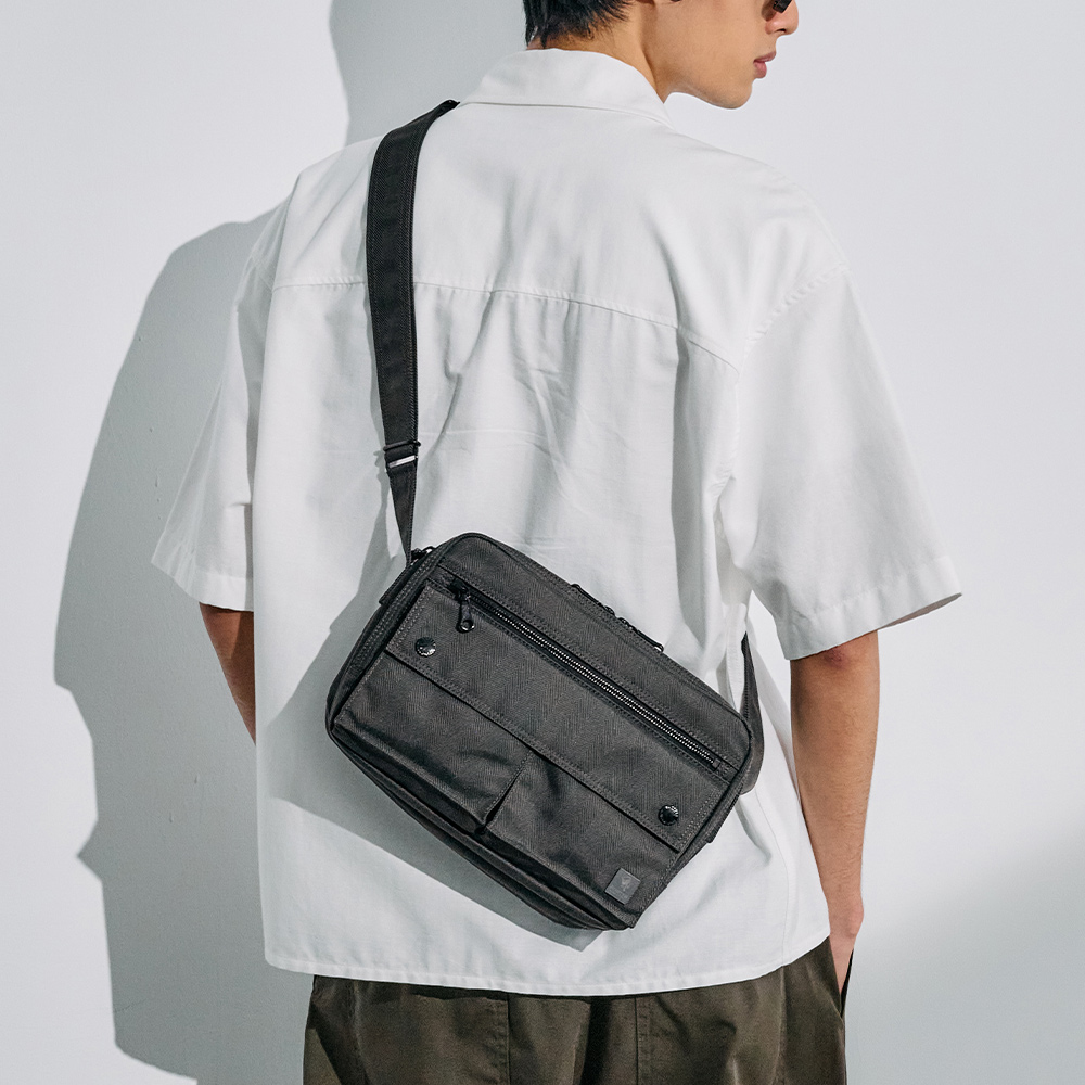 PORTER INTERNATIONAL 低調奢華 MELODY系列 雙層斜背包  (灰色)（其他規格）