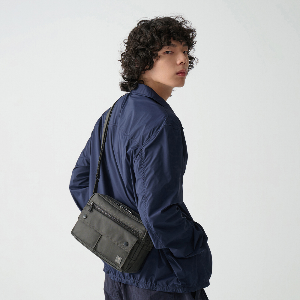 PORTER INTERNATIONAL 低調奢華 MELODY系列 雙層斜肩包 (靜謐灰)（其他規格）