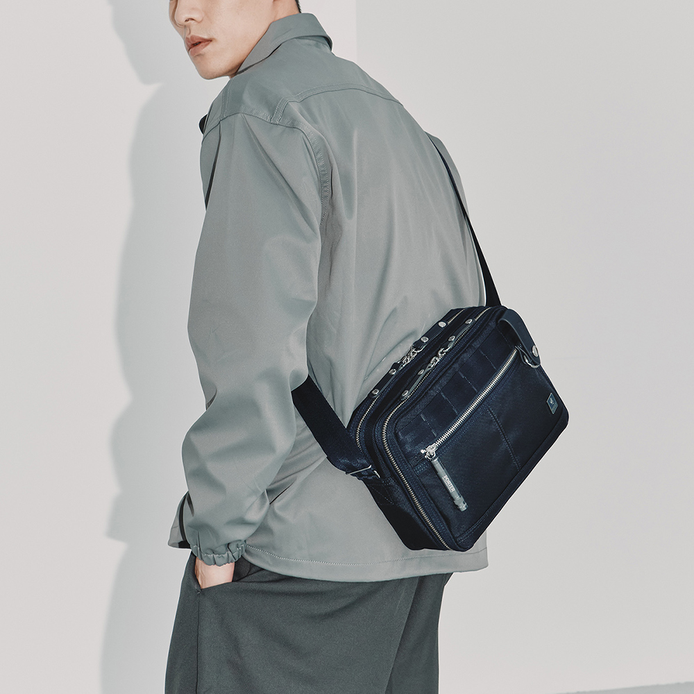 PORTER INTERNATIONAL 自信經典 NEW HEAT系列 雙層斜背包 (藍色)