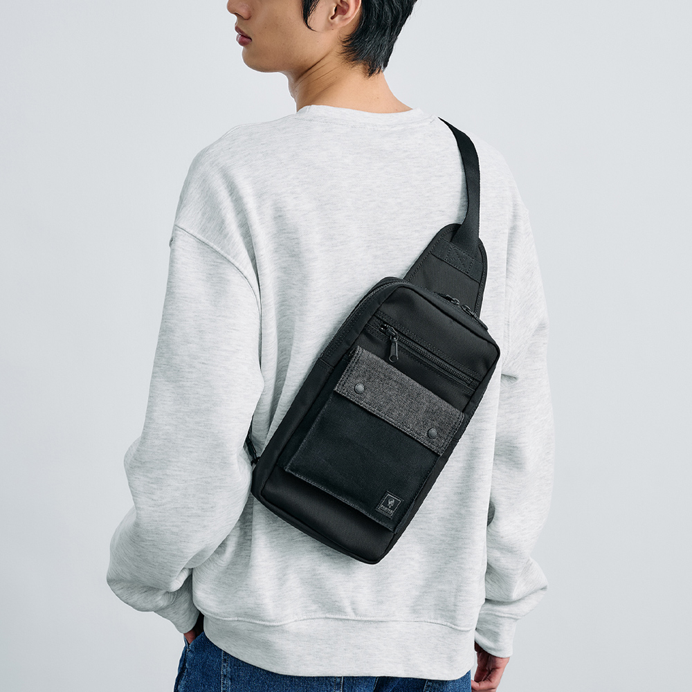 PORTER INTERNATIONAL 牛仔拼接 PATCH WORK系列 單肩包 (黑色)