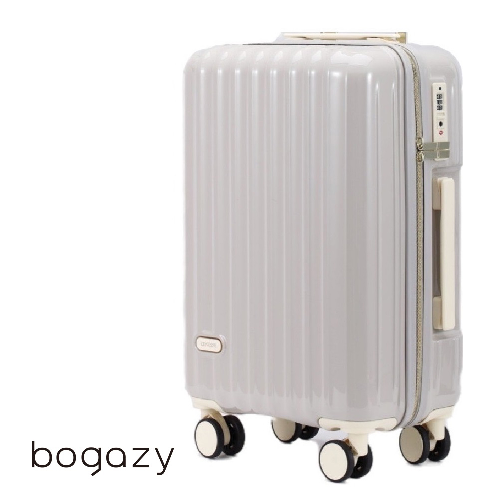 Bogazy 雅典美爵 20吋鏡面光感海關鎖可擴充加大行李箱(暖暖灰)