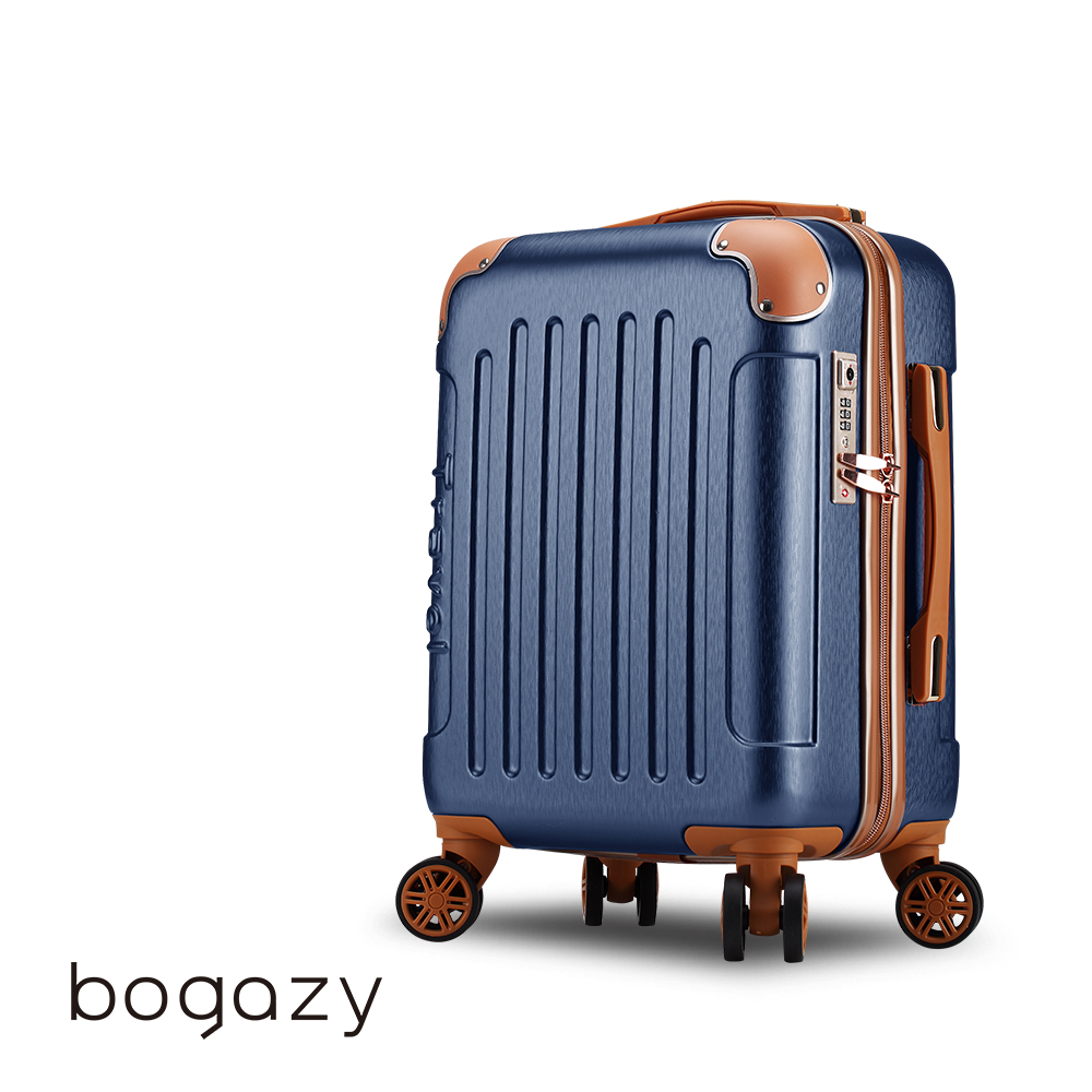 Bogazy 復刻彼卡 18吋海關鎖行李箱登機箱★虎航樂桃廉航手提(藍)