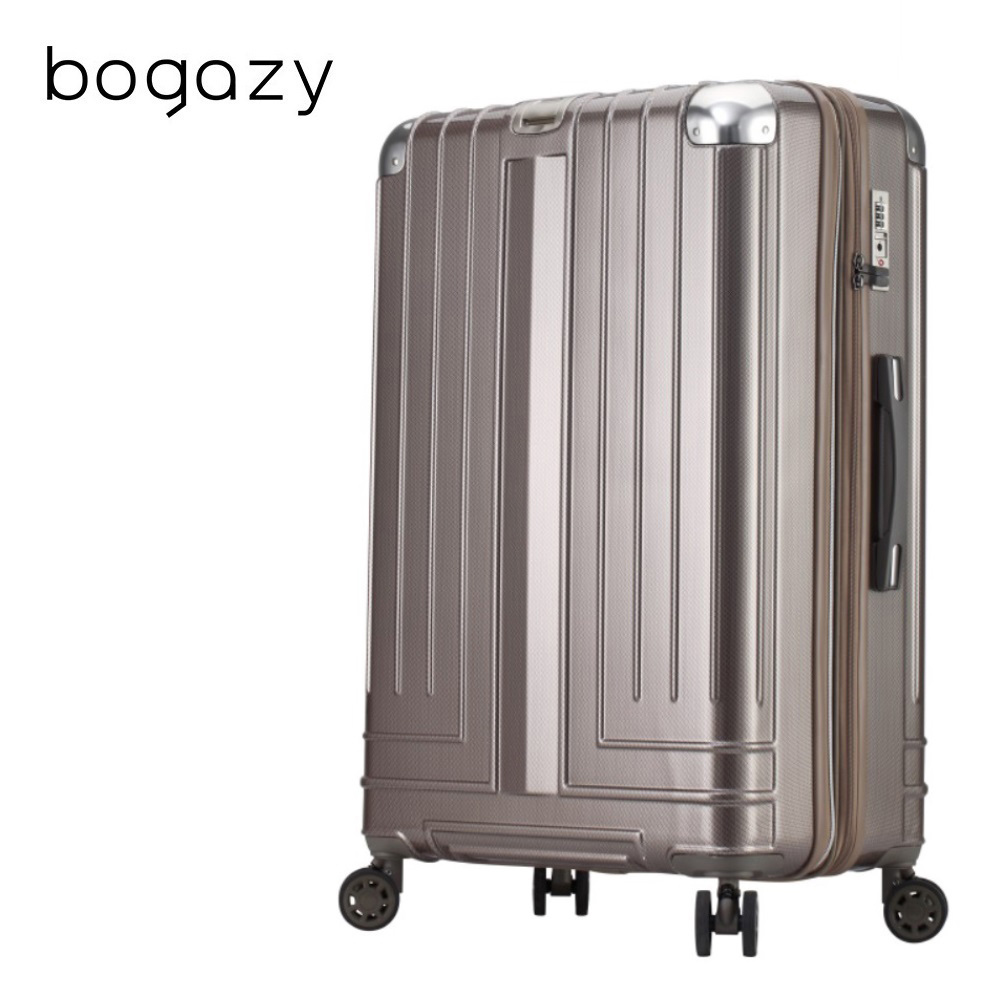 Bogazy 迷宮迴廊 25吋防爆拉鍊可加大行李箱(香檳金)