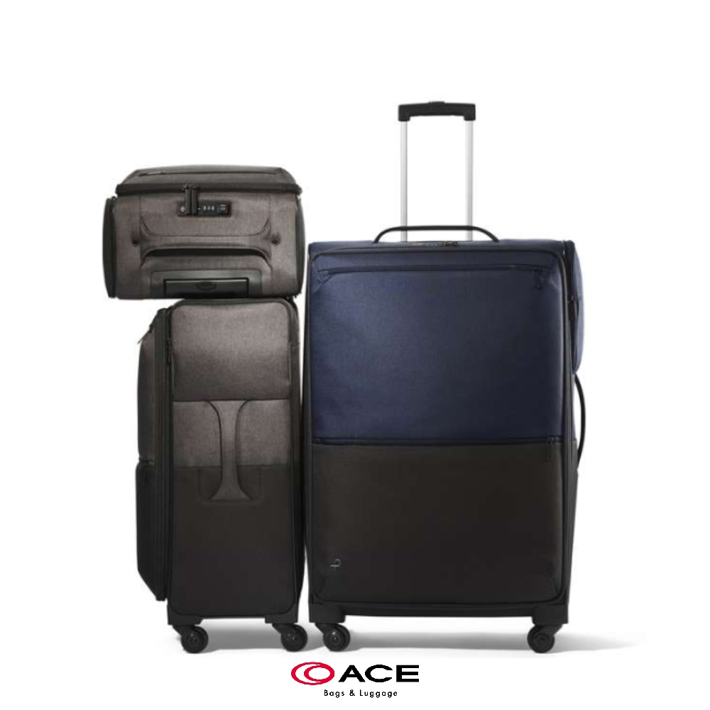 ACE BAGS & LUGGAGE 27吋 Actoy 2 日本製掀蓋式跳色軟布行李箱(靛藍色 12102)
