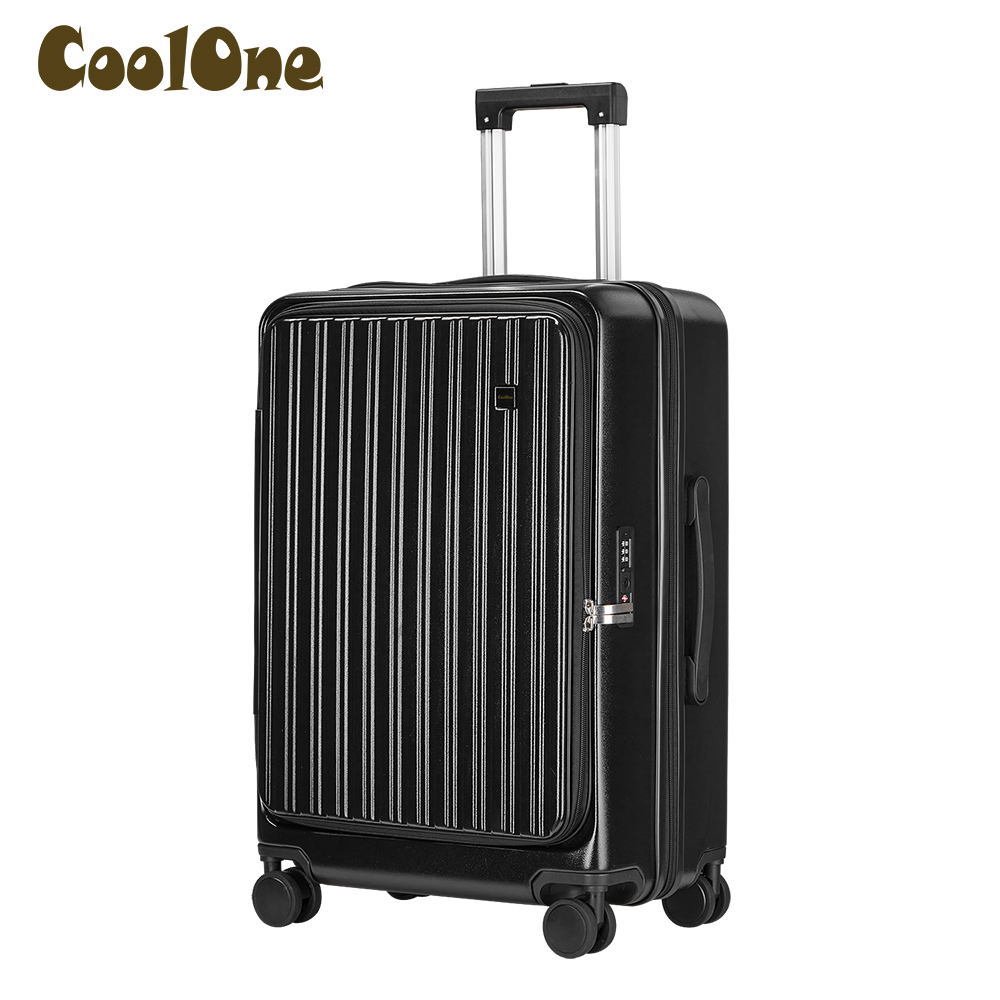 DISEGNO Coolone 28吋1:9前開式 上掀式 擴充加大 拉鍊箱 TSA海關鎖 靜音飛機輪 旅行箱 行李箱-黑色