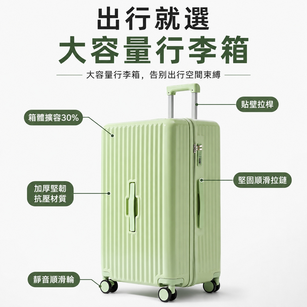 歐林居家Orin 28吋 大容量行李箱 旅行箱 拉桿箱 密碼鎖行李箱 收納箱(28寸 雙層防爆拉鏈 乾濕分離)