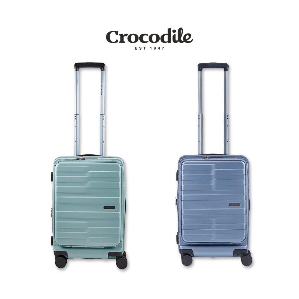 Crocodile 鱷魚牌 20吋行李箱 PC登機箱推薦 前開設計 雙層防盜拉鍊-0111-08920-鱷魚皮件 (前開箱、防盜拉鍊、抗菌內裡)