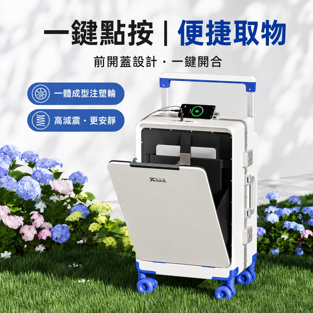 【星輝暦】26吋行李箱 旅行箱 拉桿箱 密碼旅行箱 前開門式行李箱 (一鍵開取26寸長38寬28高56)