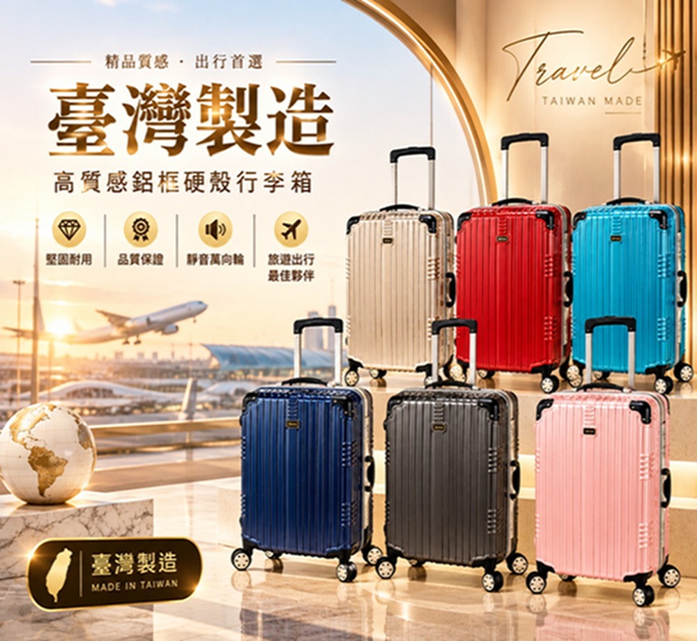 Commodore 戰車 台灣製造-24吋璀璨亮面/多段式拉桿-鋁框行李箱/旅行箱(9938系列)
