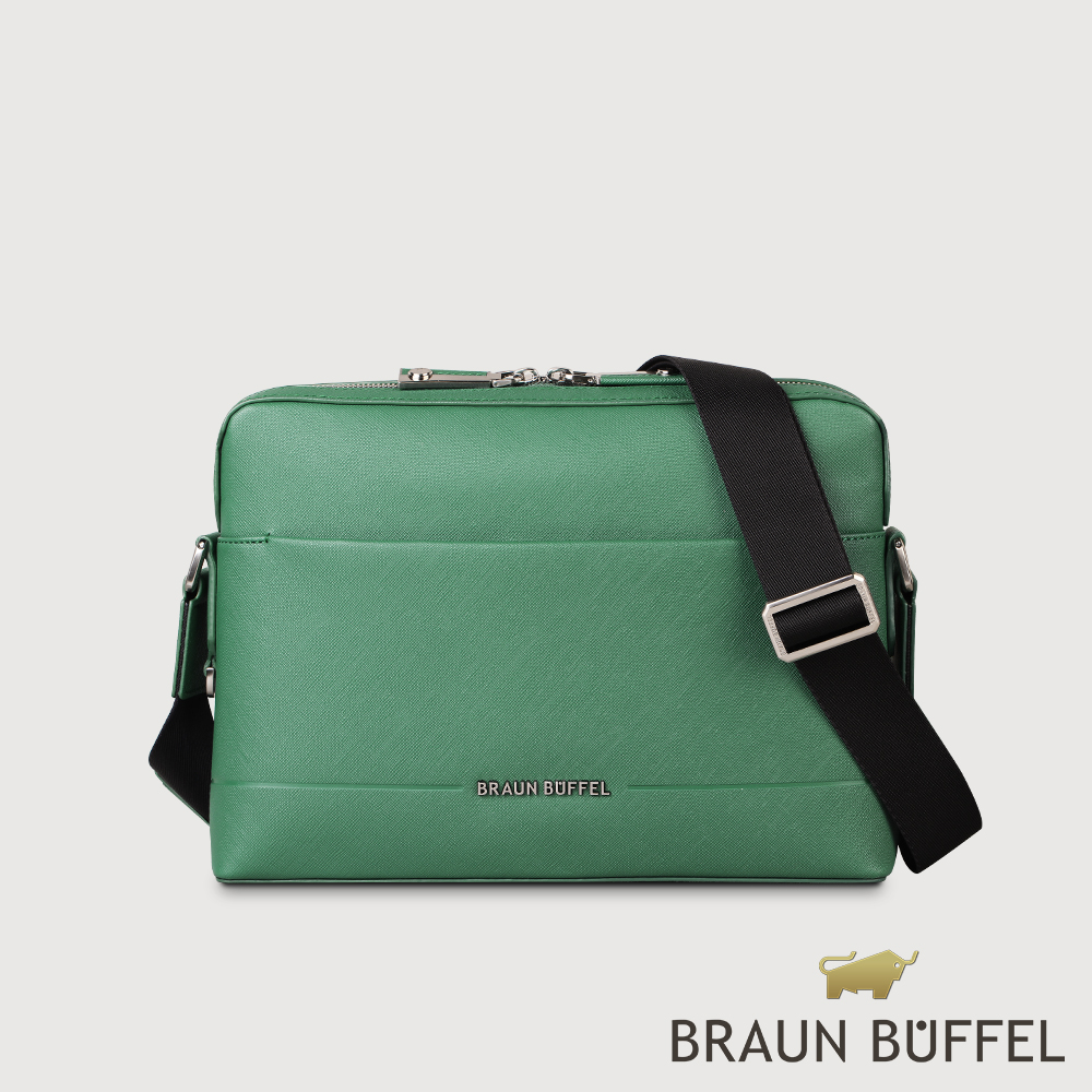 BRAUN BUFFEL 德國小金牛 台灣總代理 格瑞克D 中型斜背包-孔雀石綠/BF513-TW61-MC