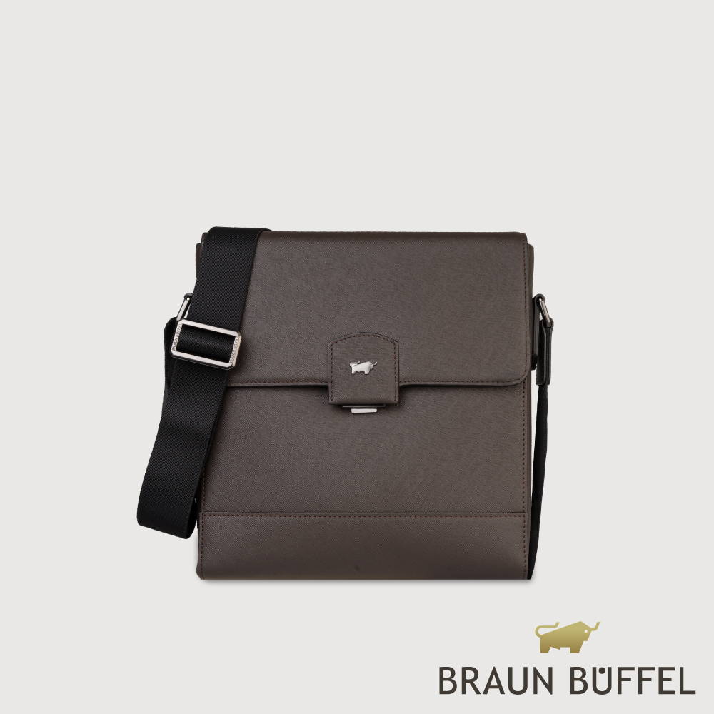 BRAUN BUFFEL 德國小金牛 台灣總代理 巴雷特 橫式斜背包-咖啡色/BF546-61-GCO