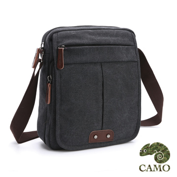 【品樂．CAMO】韓版時尚風潮斜背帆布包(黑色)