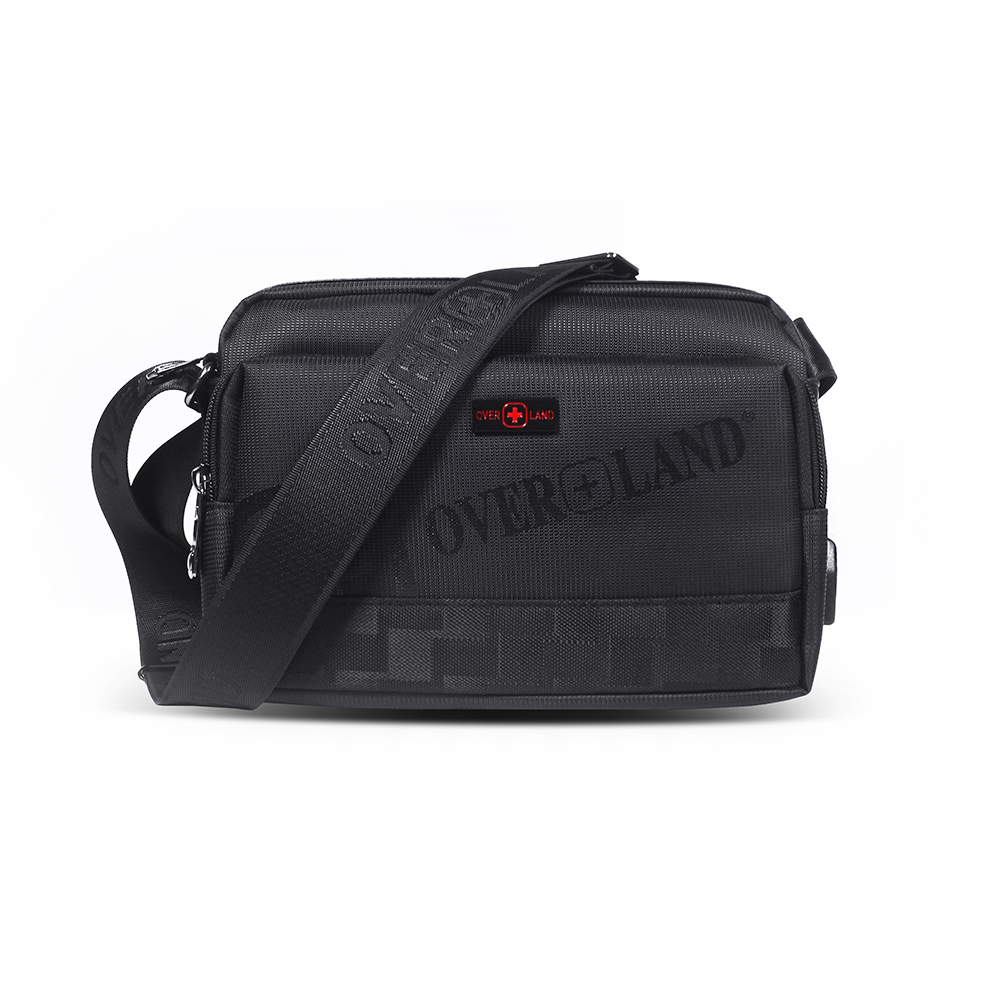 OverLand 美式十字軍 - LOGO浮印格紋拼接斜背包(小/S) - 5709