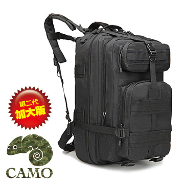 【品樂．CAMO】加大版3P迷彩戰術登山攻擊背包(黑色)