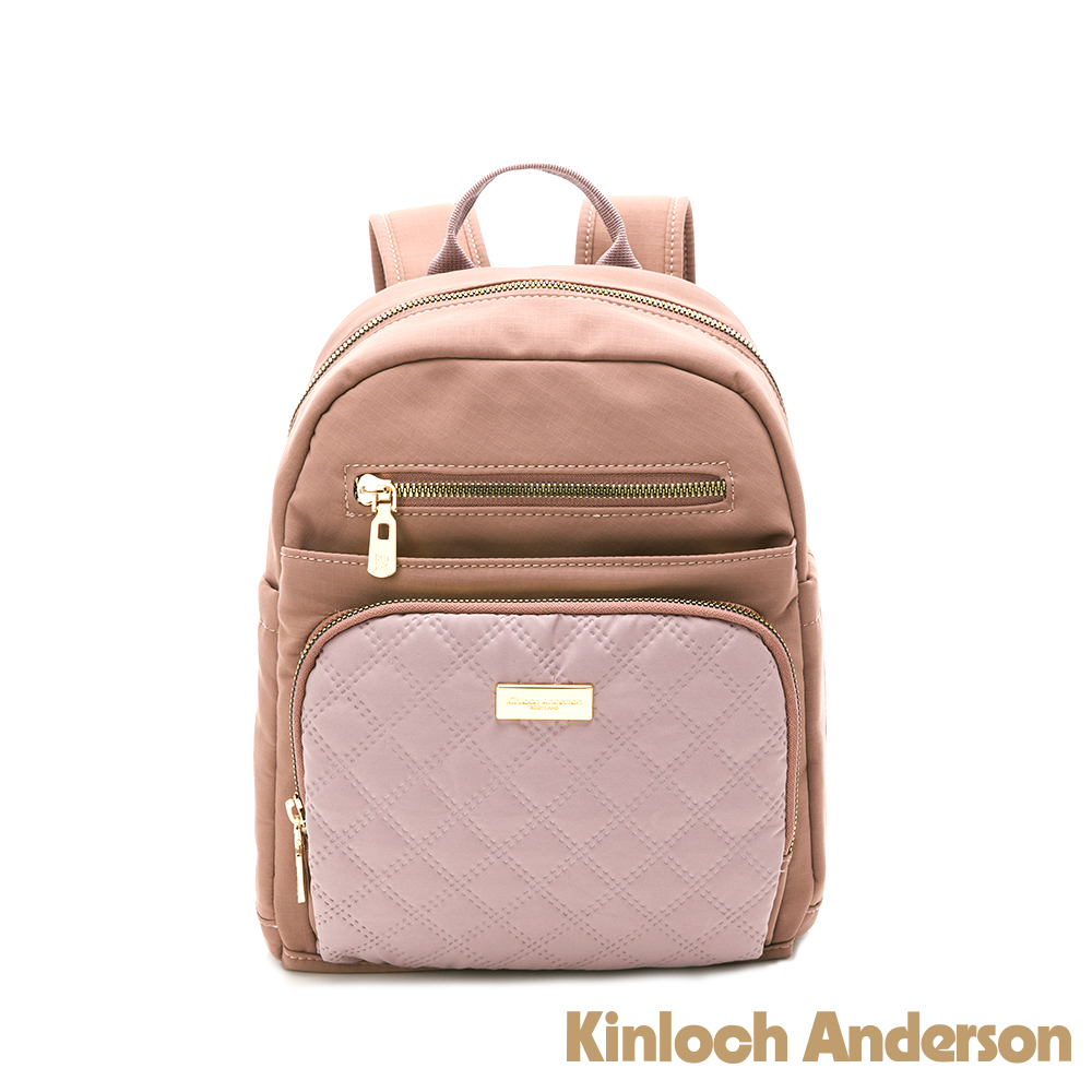 Kinloch anderson 金安德森 Harriet 菱格紋拉鍊後背包-玫瑰粉