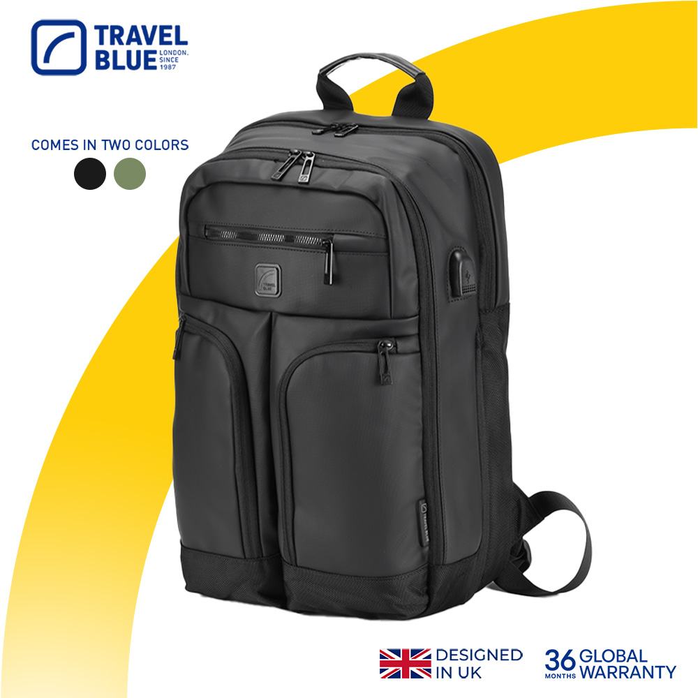 Travel Blue 藍旅 Alpha專業背包-黑/綠(後背包/筆電包/防水電腦包/雙肩包/大容量背包)TB3038