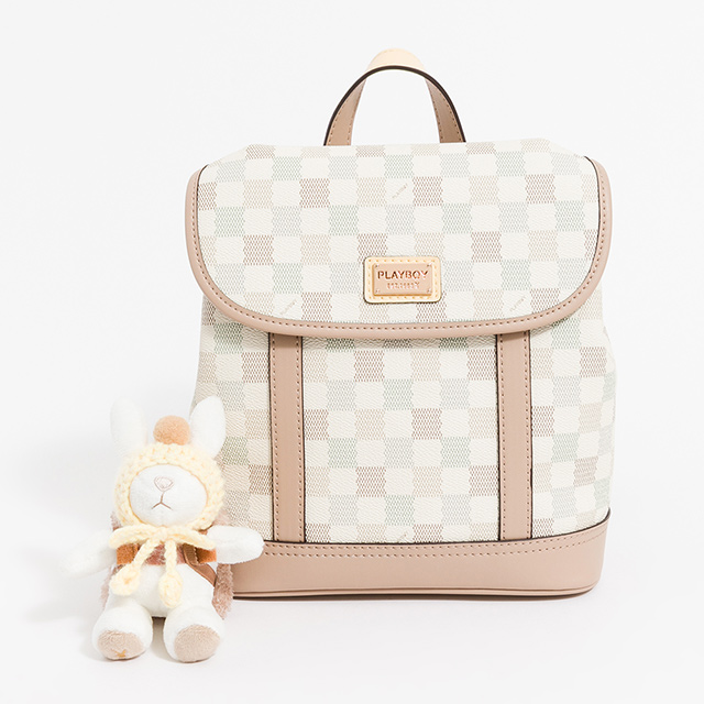 PLAYBOY 後背包  Wool & Whimsy系列 - 卡其色