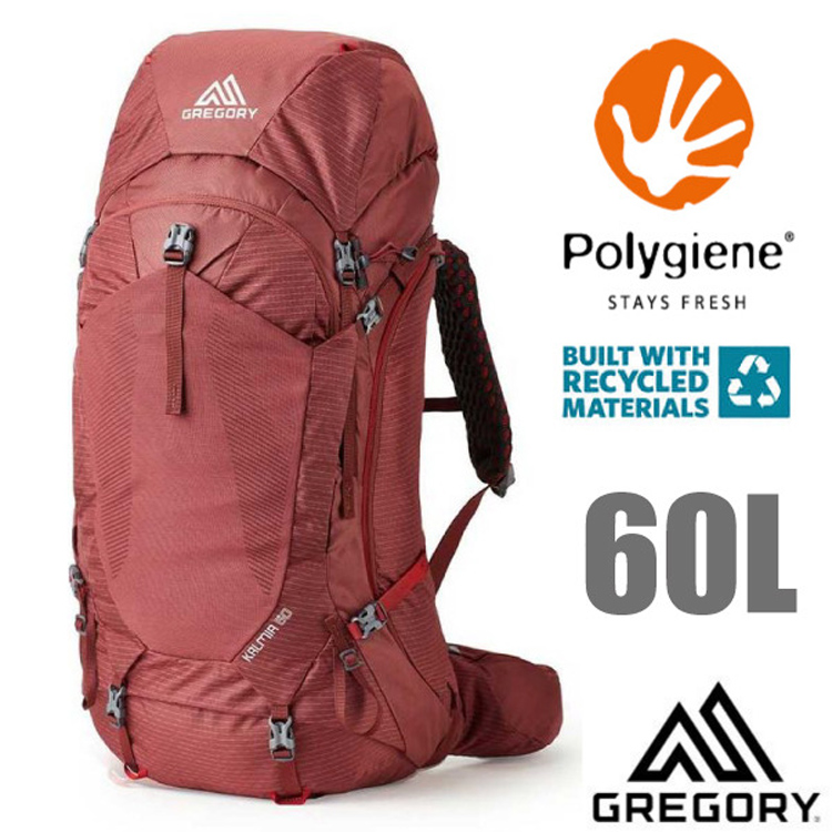 Gregory 女 KALMIA 60L 專業網狀透氣健行登山背包 (FreeFloat 360 通風背板+求生哨)_ 137242 波爾多紅