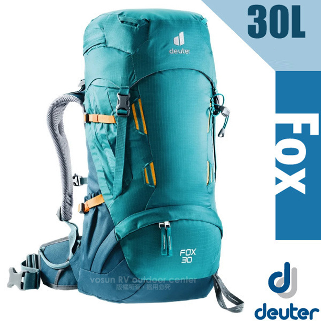 Deuter Fox 30L 專業輕量拔熱透氣背包(大容量設計+速調肩帶系統) 3611121 湖藍/藍