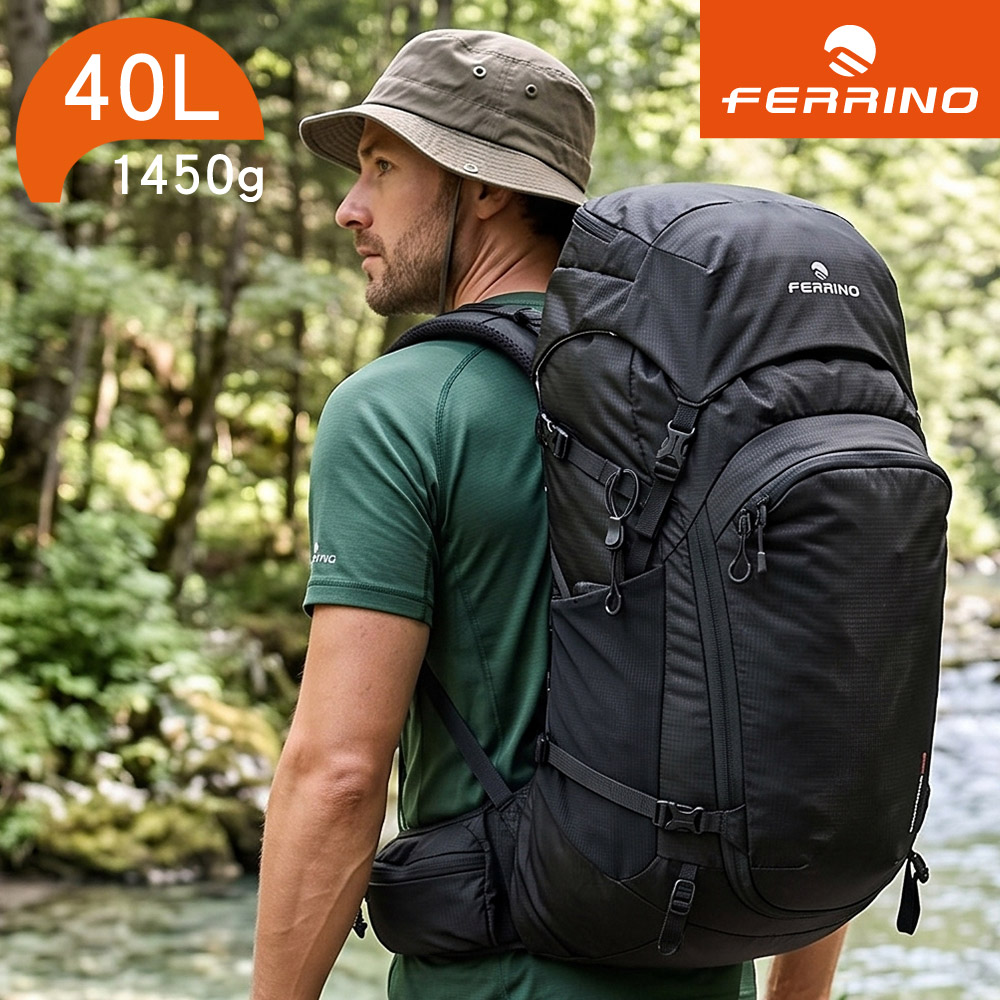 FERRINO 登山健行網架背包【黑色】Finisterre 40 75747