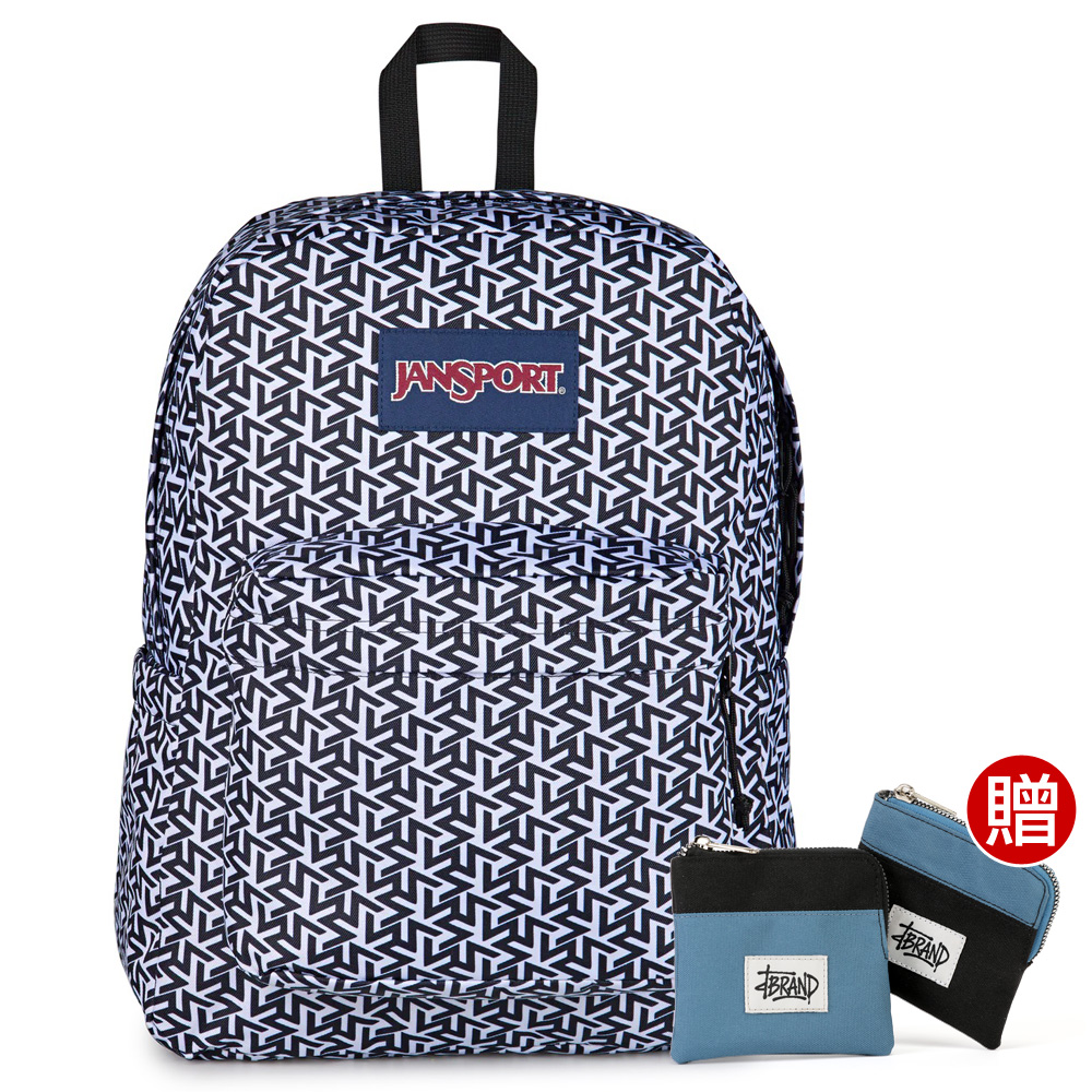 JanSport SUPERBREAK PLUS 校園系列後背包 -黑白印花