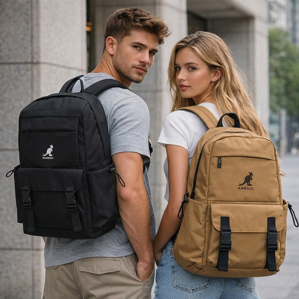 KANGOL 英國袋鼠登山系工裝風後背包(防潑水/A4書包/筆電包/減壓釋壓背帶)