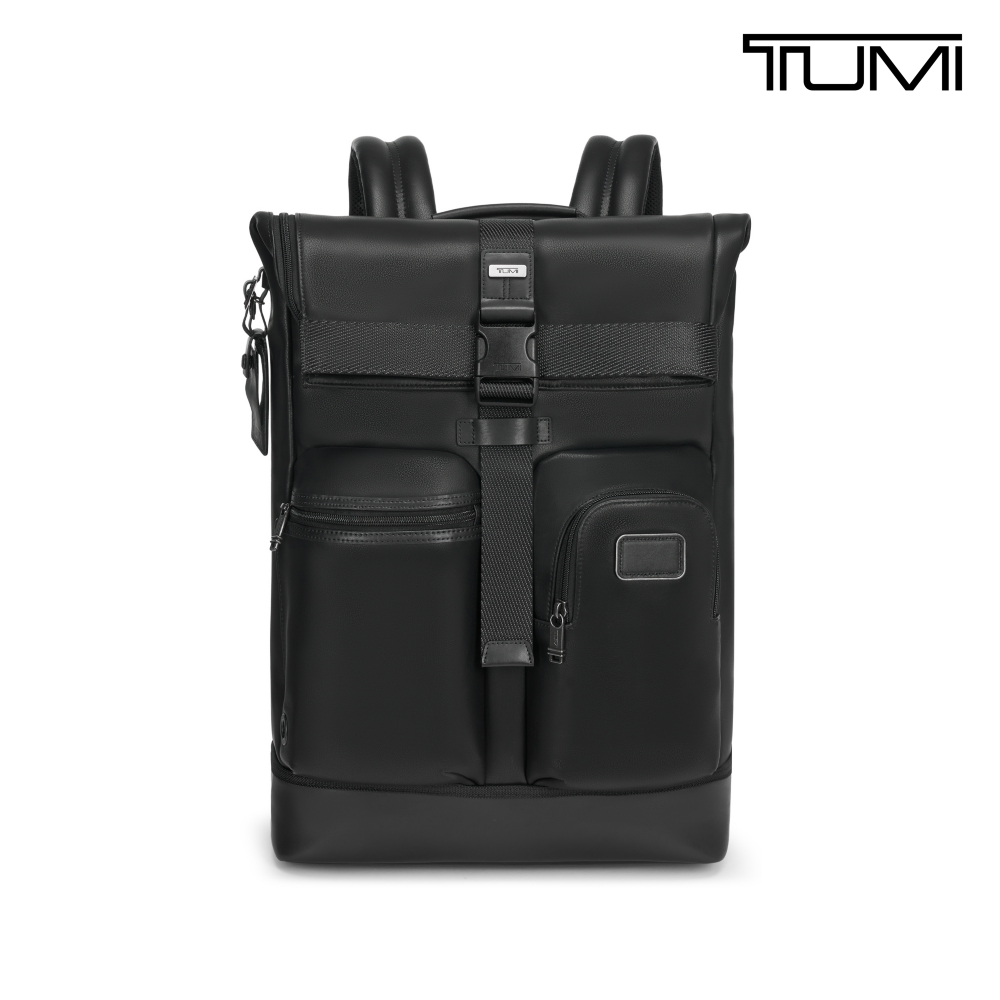 TUMI DFO Fremont Cypress 捲蓋式皮革後背包 - 黑