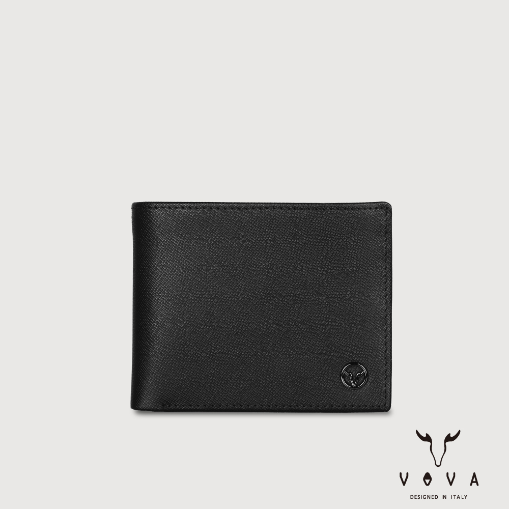 VOVA 沃汎 台灣總代理 卡西安 8卡中間翻拉鍊零錢袋皮夾-黑色/VA134W040BK(其他規格)