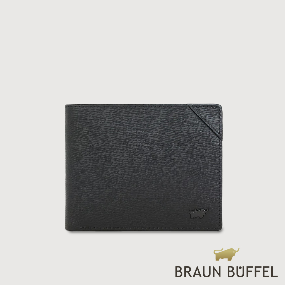 BRAUN BUFFEL 德國小金牛 台灣總代理 斯萊特-A 8卡男夾-黑色/BF565-313-BK
