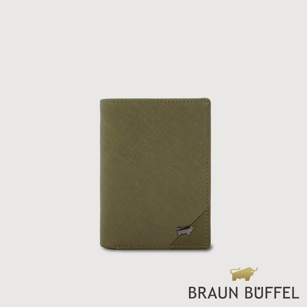 BRAUN BUFFEL 德國小金牛 台灣總代理 加利恩-A 4卡名片夾-橄欖綠/BF561-143-MIO