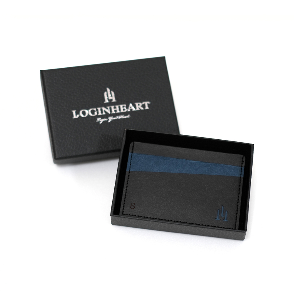 LOGINHEART｜免取卡正面感應卡夾 紳士黑藍 名片夾  悠遊卡/信用卡/各類卡片 直接感應不受其他卡片干擾