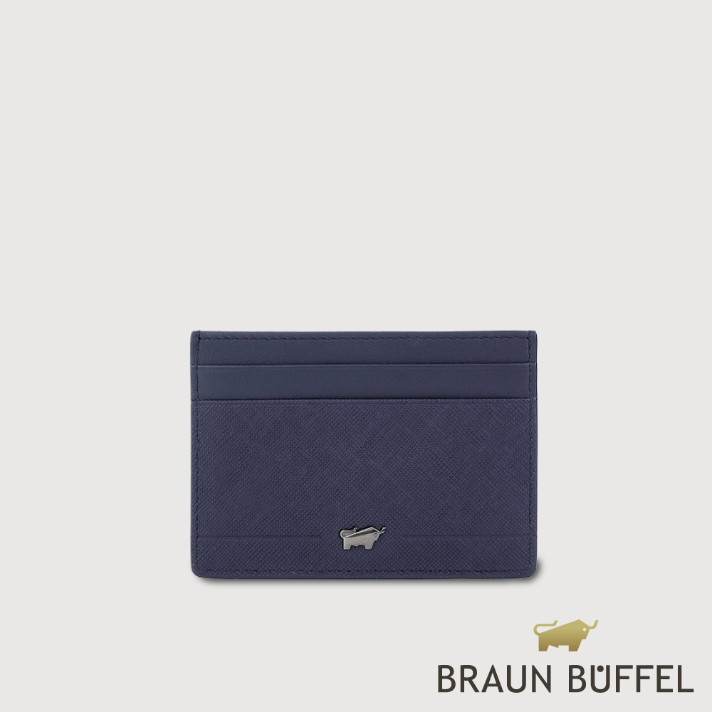 BRAUN BUFFEL 德國小金牛 台灣總代理 格瑞克-E 4卡卡夾-深藍/BF573-151-DB