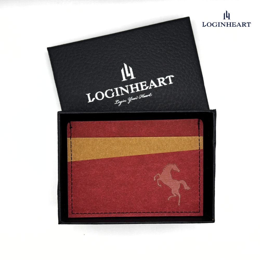 LOGINHEART｜免取卡正面感應卡夾 一馬當先・紅棕  名片夾  悠遊卡/各類卡片 直接感應不受其他卡片干擾