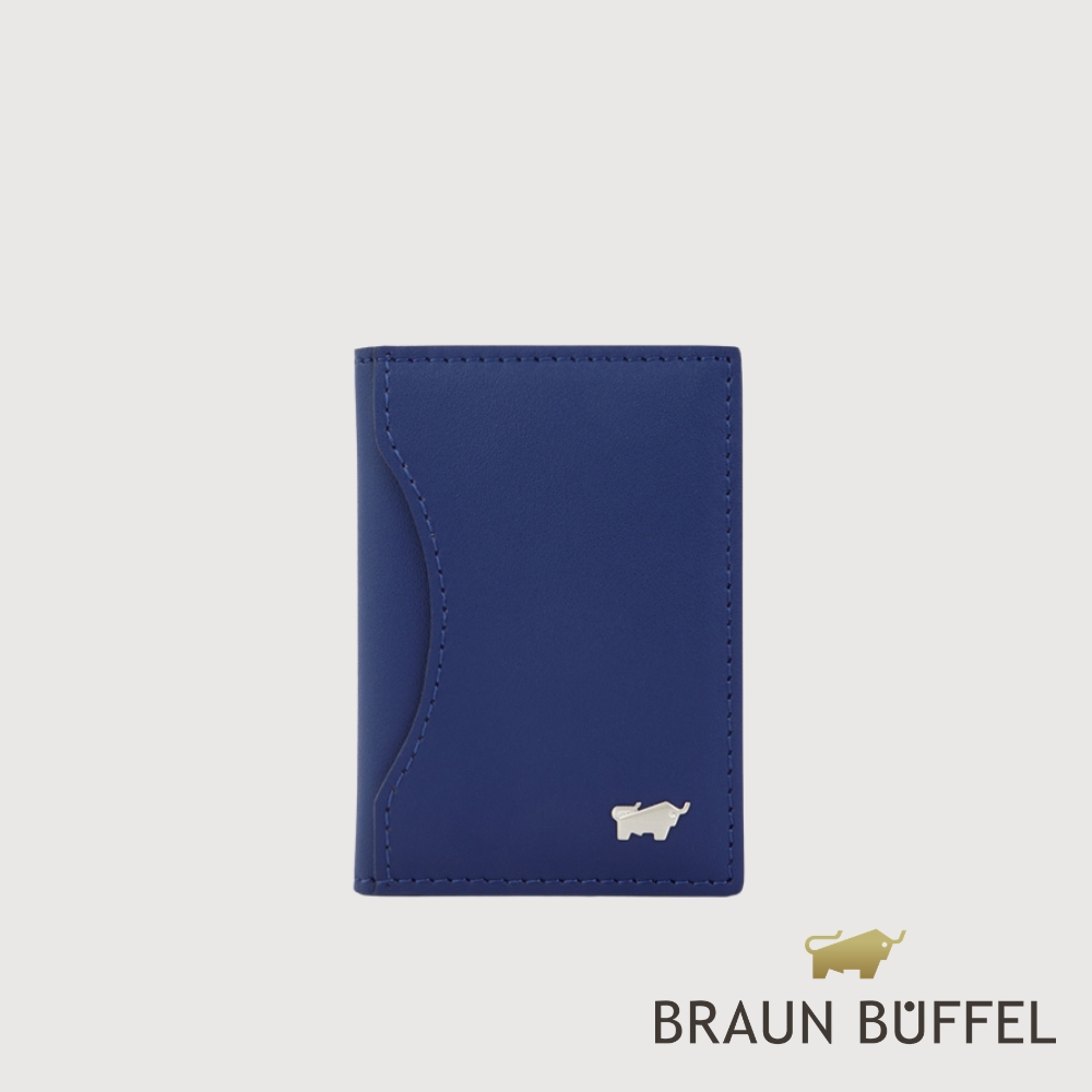 BRAUN BUFFEL 德國小金牛 台灣總代理 奧瓦 磁吸兩折錢包-深藍色/BF581-738-DB